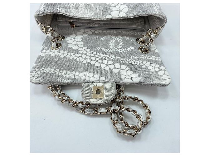 Borsa a tracolla Chanel Coco Beach 23 in tela grigia Marrone - vista 12