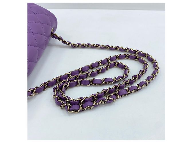 Borsa a Spalla Chanel Mini Matelassé Porpora - vista 10