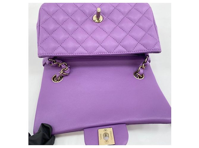 Borsa a Spalla Chanel Mini Matelassé Porpora - vista 11