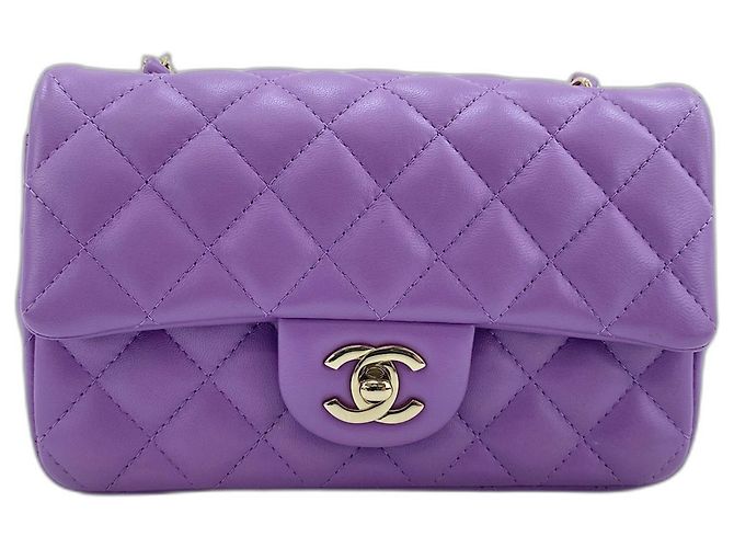 Borsa a Spalla Chanel Mini Matelassé Porpora - vista 2