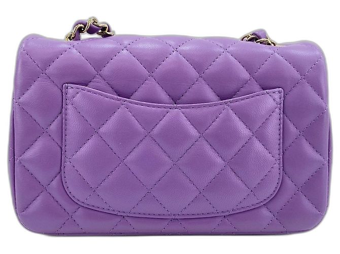 Borsa a Spalla Chanel Mini Matelassé Porpora - vista 3