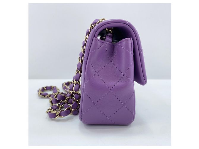 Borsa a Spalla Chanel Mini Matelassé Porpora - vista 5