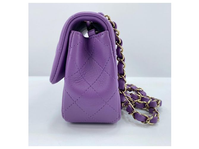 Borsa a Spalla Chanel Mini Matelassé Porpora - vista 6