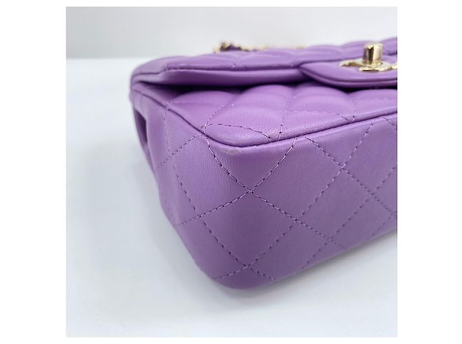 Borsa a Spalla Chanel Mini Matelassé Porpora - vista 8
