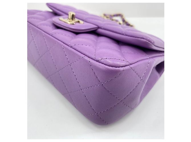 Borsa a Spalla Chanel Mini Matelassé Porpora - vista 9