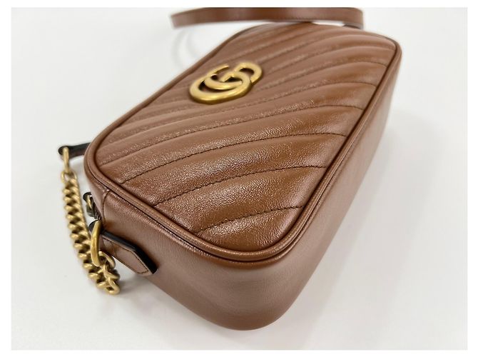 Borsa a Spalla Gucci GG Marmont Marrone - vista 7