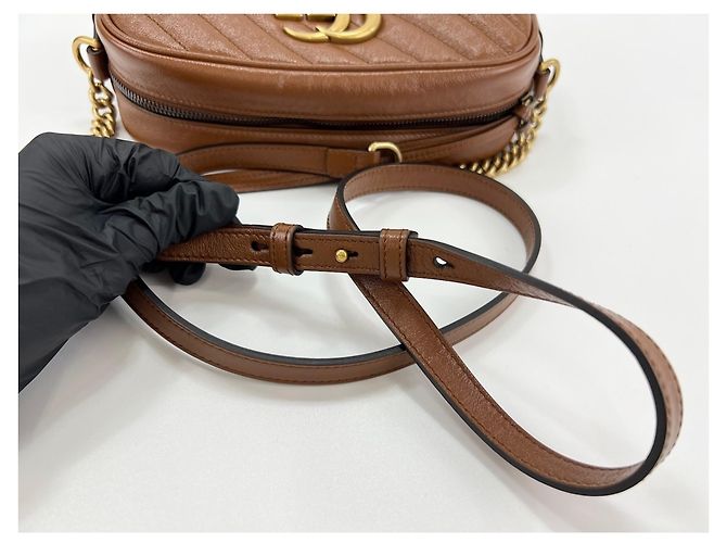 Borsa a Spalla Gucci GG Marmont Marrone - vista 9
