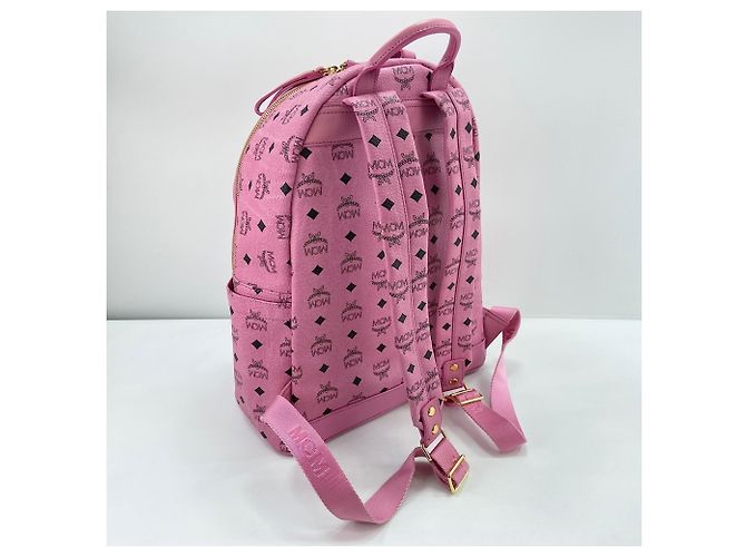 Zaino MCM Visetos in pelle borchiata rosa - vista 10