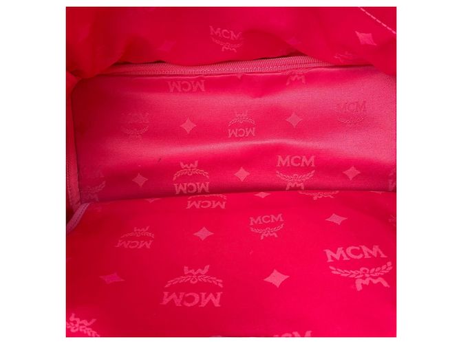 Zaino MCM Visetos in pelle borchiata rosa - vista 11