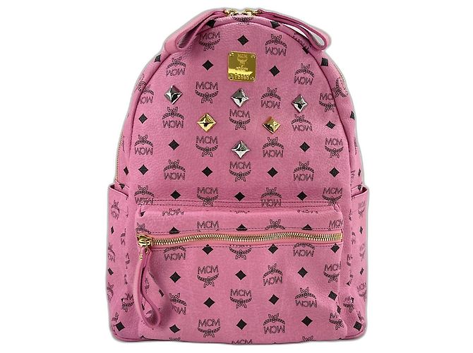 Zaino MCM Visetos in pelle borchiata rosa - vista 2