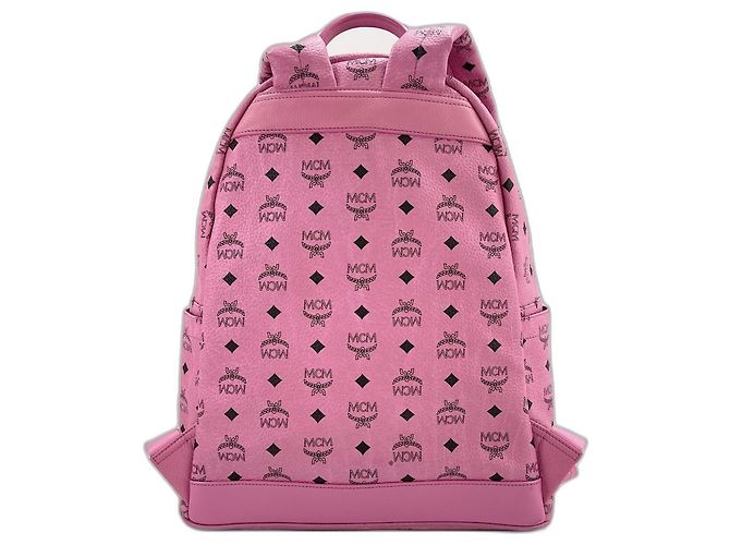 Zaino MCM Visetos in pelle borchiata rosa - vista 3