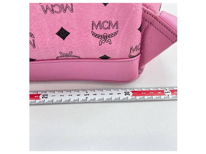 Zaino MCM Visetos in pelle borchiata rosa - vista 4