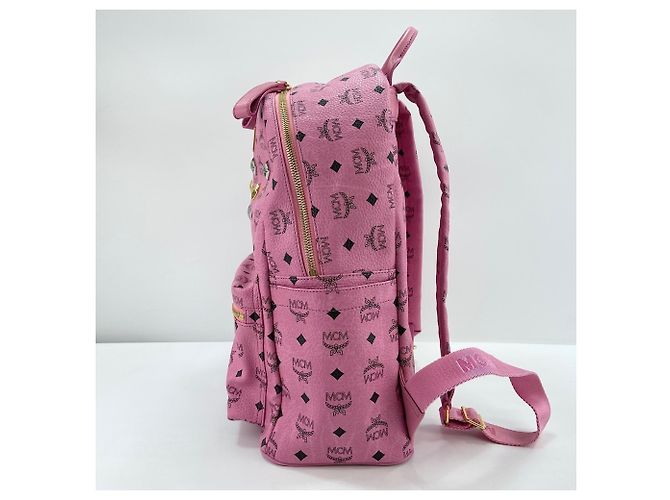 Zaino MCM Visetos in pelle borchiata rosa - vista 5