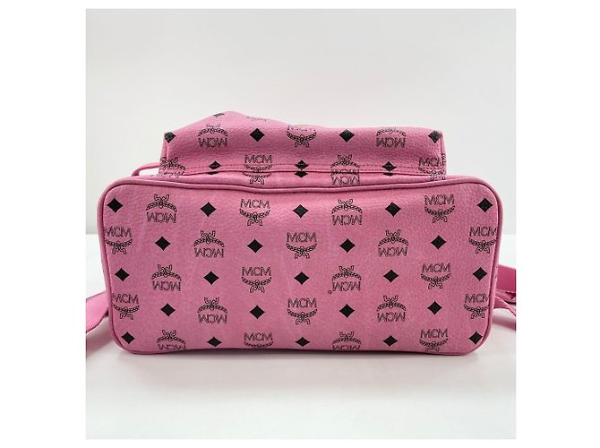 Zaino MCM Visetos in pelle borchiata rosa - vista 7