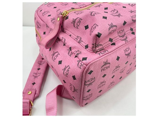 Zaino MCM Visetos in pelle borchiata rosa - vista 8