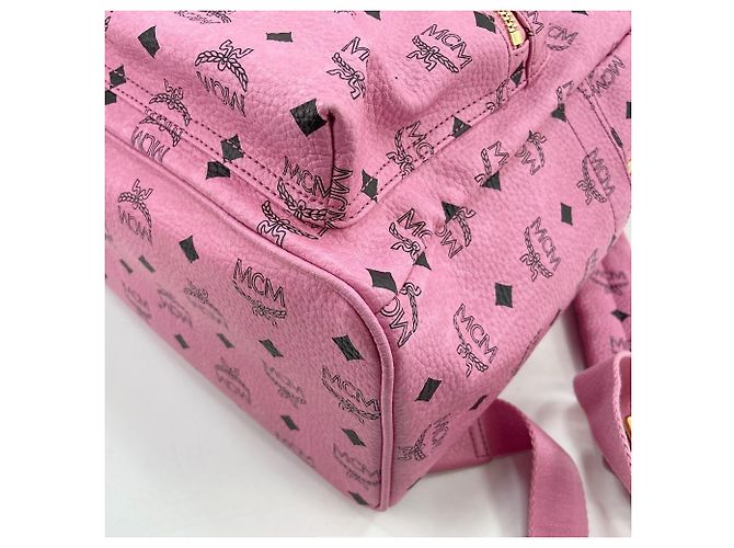 Zaino MCM Visetos in pelle borchiata rosa - vista 9