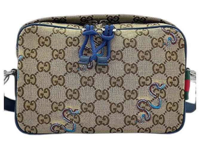 Borsa a tracolla Gucci con ricamo serpente marrone - vista 2