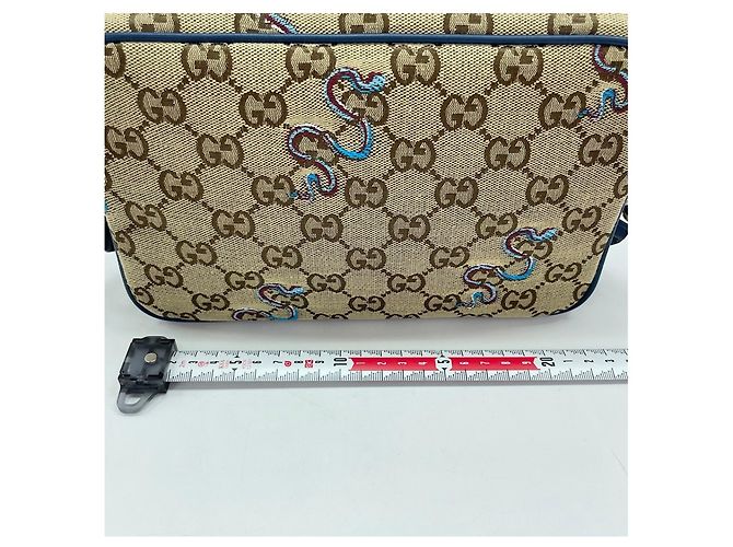Borsa a tracolla Gucci con ricamo serpente marrone - vista 4