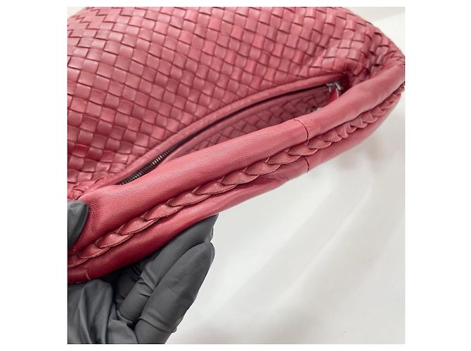 Borsa a Spalla Bottega Veneta Intrecciato Rosso - vista 8
