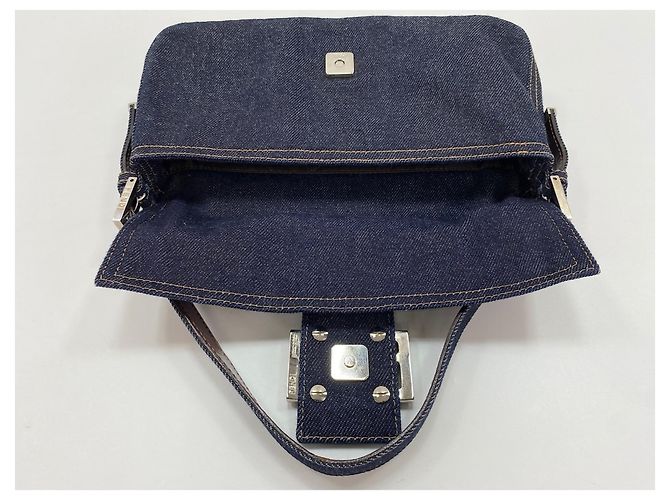 Borsa a secchiello Fendi Mamma in Denim Navy Blu navy - vista 10