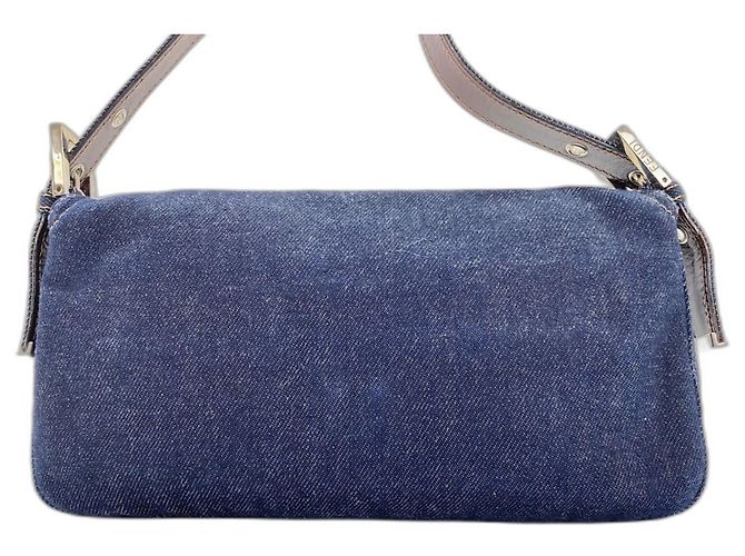 Borsa a secchiello Fendi Mamma in Denim Navy Blu navy - vista 3