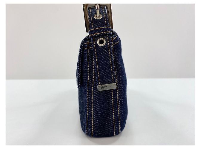 Borsa a secchiello Fendi Mamma in Denim Navy Blu navy - vista 4