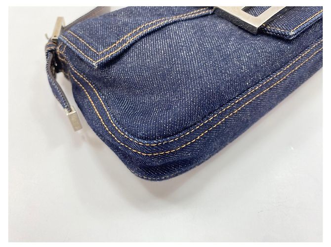 Borsa a secchiello Fendi Mamma in Denim Navy Blu navy - vista 7