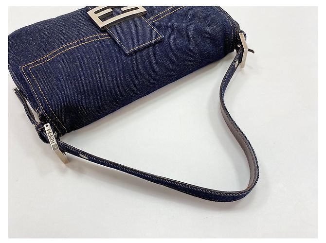 Borsa a secchiello Fendi Mamma in Denim Navy Blu navy - vista 9