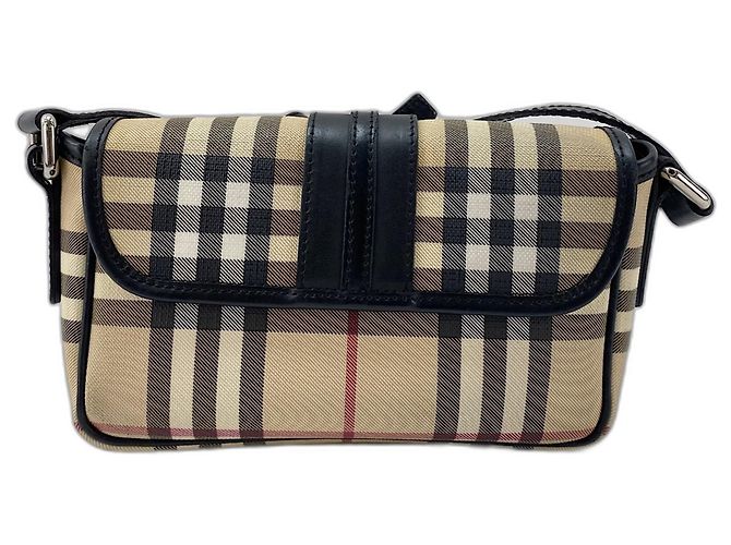 Borsa a Spalla Burberry Nova Check Beige - vista 2