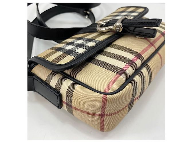 Borsa a Spalla Burberry Nova Check Beige - vista 7