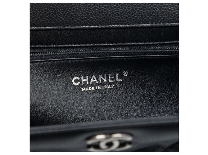 Clutch Chanel Black Large CC Quilted Caviar Frame Nero - vista 5
