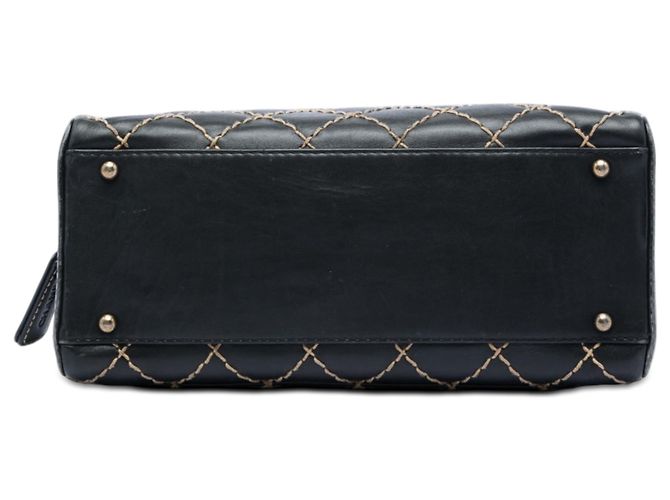 Chanel Black CC Calfskin Wild Stitch Handtasche Schwarz - Ansicht 3