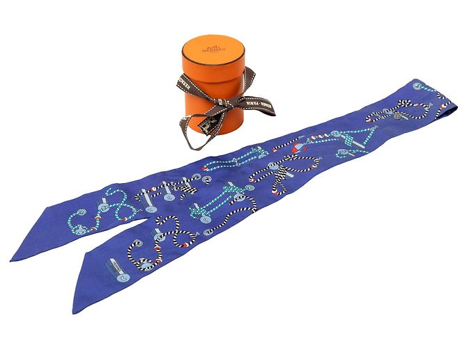 Hermès Seidentuch Twilly Blue Cordages Blau - Ansicht 5