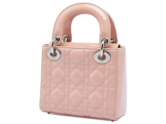 Lady Dior Mini in vernice cannage rosa - vista 2