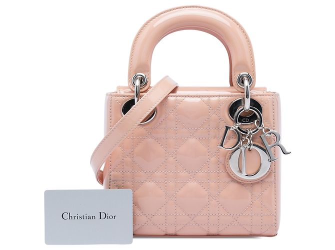 Lady Dior Mini in vernice cannage rosa - vista 6