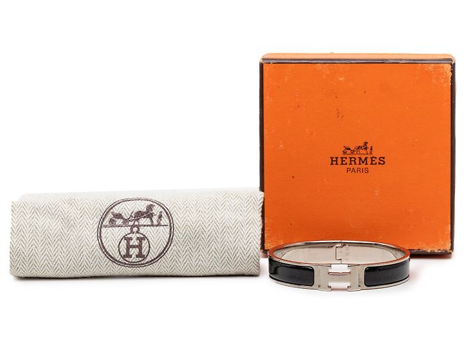 Bracciale Hermès Black Narrow Enamel Clic Clac H PM - vista 6