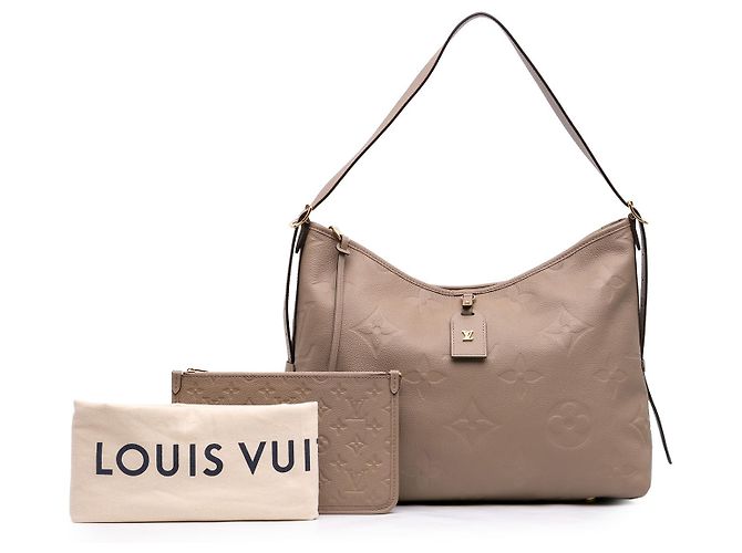 Louis Vuitton Marrone Monogram Empreinte CarryAll MM Taupe - vista 7