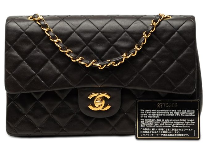 Chanel Black Medium Classic Lambskin Double Flap Nero - vista 7
