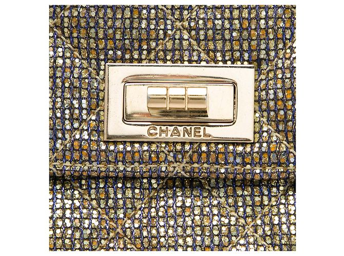 Chanel Gold Quilted Glitter Canvas Reissue 2.55 Flap D'oro - vista 5