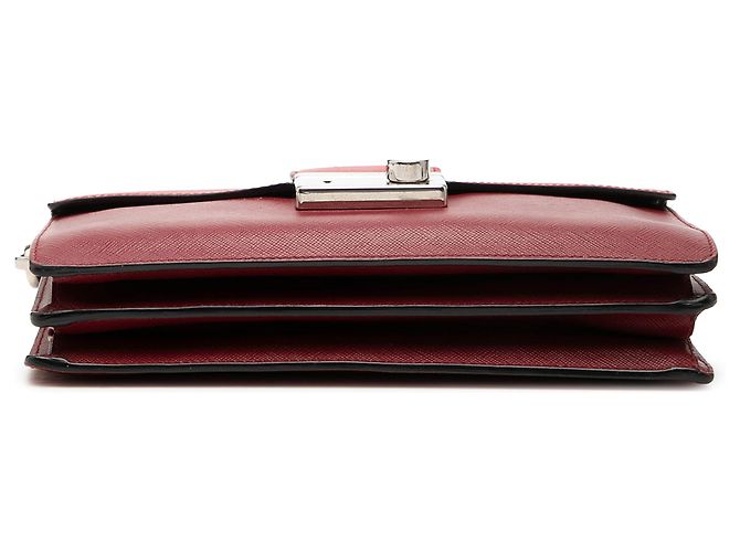 Bolso Prada Red Mini Saffiano Lux Sound Lock Roja Burdeos - vista 3