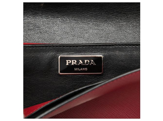 Bolso Prada Red Mini Saffiano Lux Sound Lock Roja Burdeos - vista 5