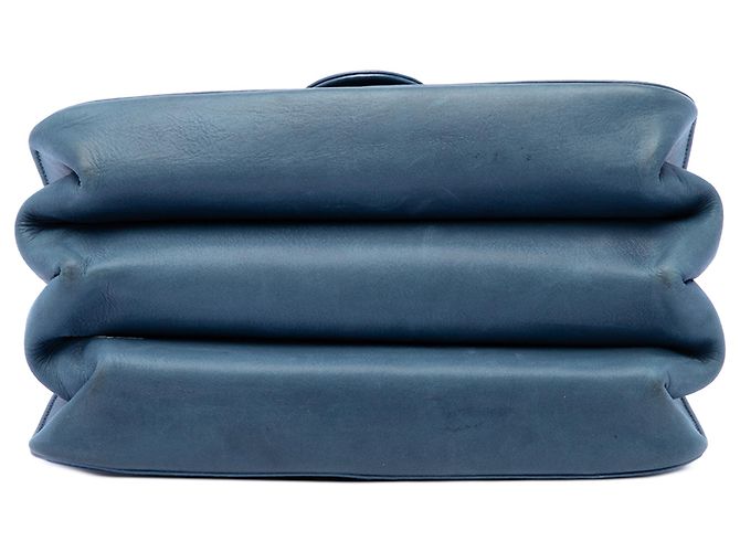 Chanel Blue Small Quilted Calfskin Straight Lined Flap Blu scuro - vista 3