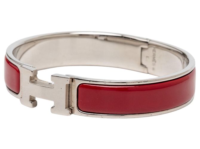 Bracciale Hermès Red Narrow Enamel Clic H PM Rosso - vista 2
