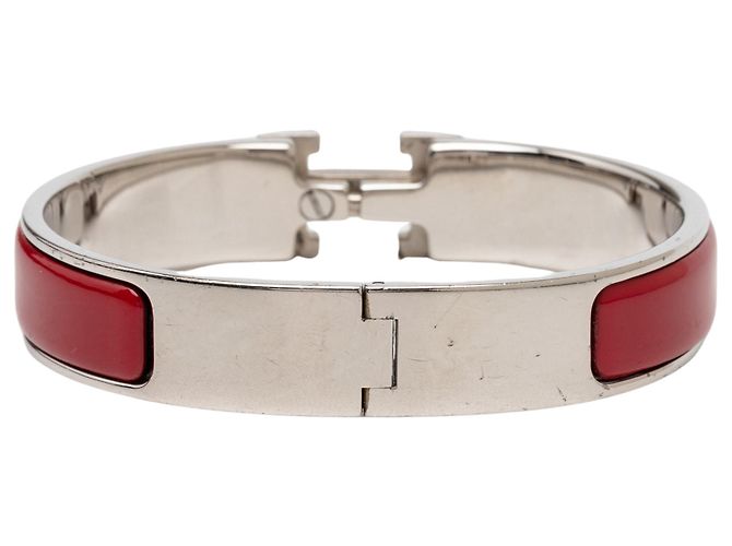 Bracciale Hermès Red Narrow Enamel Clic H PM Rosso - vista 3