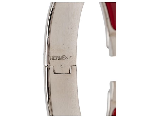 Bracciale Hermès Red Narrow Enamel Clic H PM Rosso - vista 4