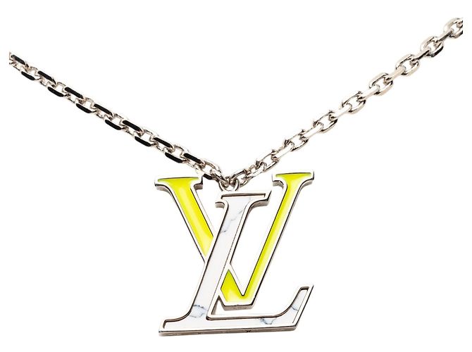 Collana con pendente Louis Vuitton LV Colors in ottone argentato, smalto e resina Argento - vista 2