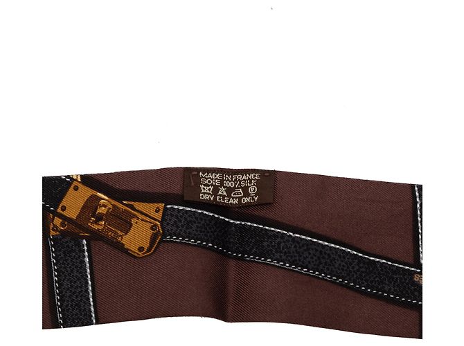 Lenço de seda Tres Kelly marrom Hermès Castanho escuro - vista 3