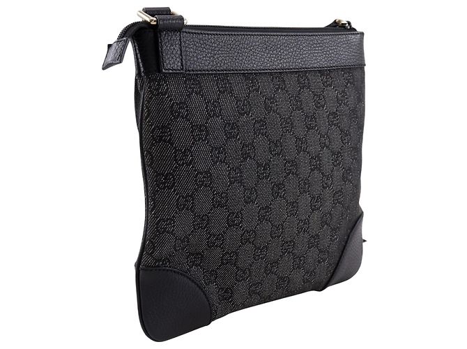 Gucci Gray GG Denim Nailhead Crossbody Brown Dark grey - view 3