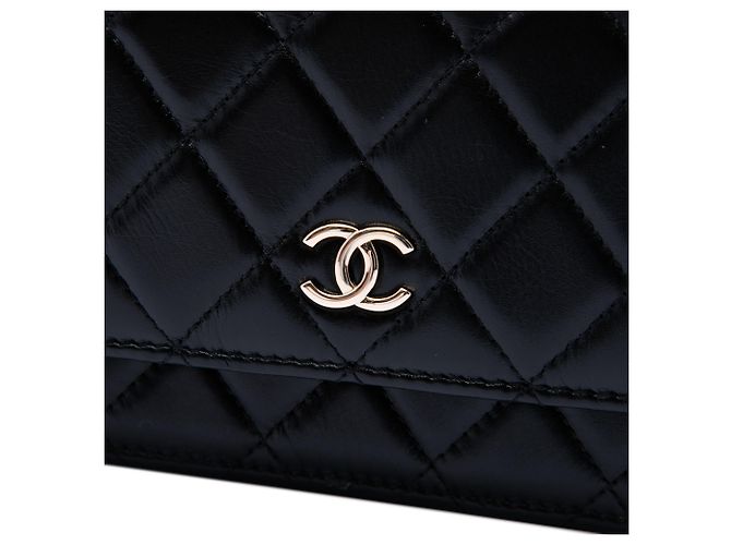 Chanel Black CC gestepptes Kalbsleder Maxi Perlen Wallet on Chain Schwarz - Ansicht 5
