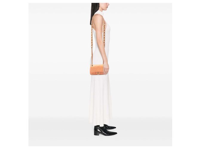 Chanel Orange Mini CC Matelassé Caviar Single Flap Arancione Pesca - vista 6
